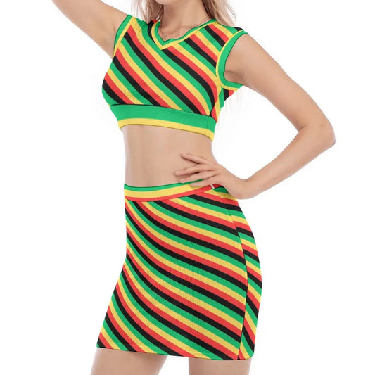 Rasta Vibes All-Over Design Vest & Skirt Suit – Bold and Unique Fashion My Store By Ari Island