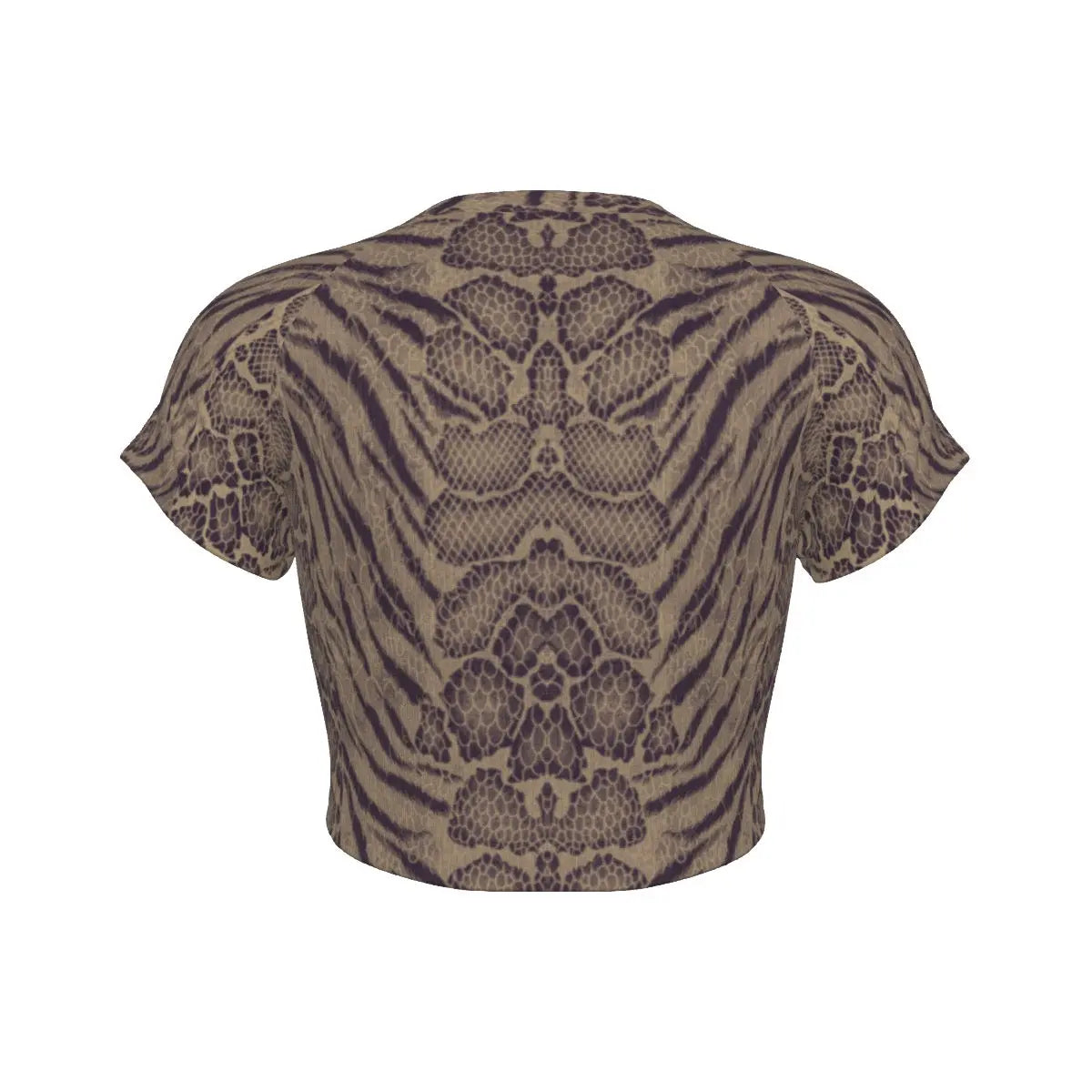 Sepia Tiger Skin All-Over Design Women's Raglan Cropped T-shirt My Store By Ari Island