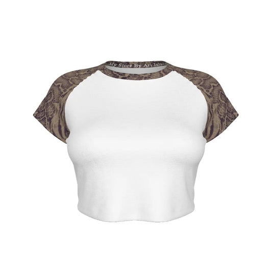 Sepia Tiger Skin-Design Raglan Cropped Tee My Store By Ari Island