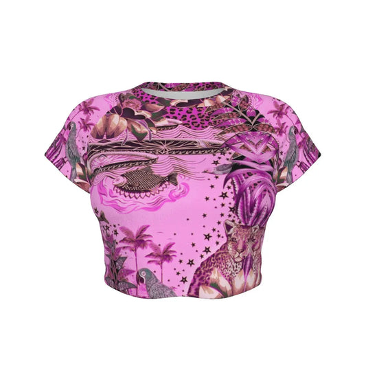 Soft Hibiscus Tiger & Flowers Cropped Top My Store By Ari Island