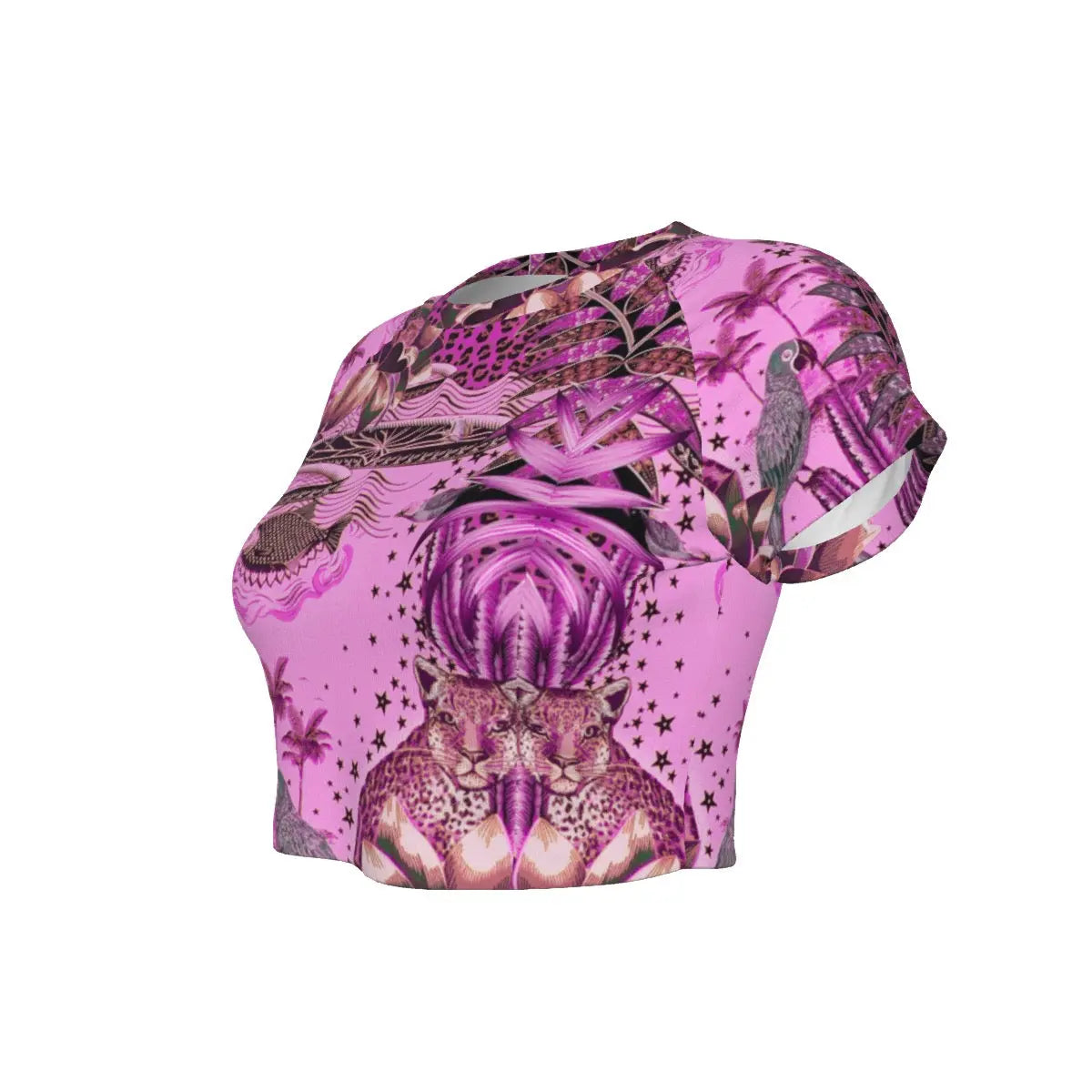 Soft Hibiscus Tiger & Flowers Cropped Top My Store By Ari Island