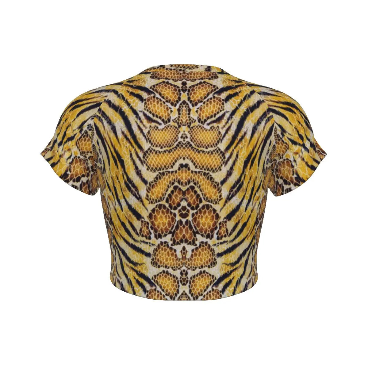 Tiger Skin All Over Design Raglan Cropped Tee My Store By Ari Island