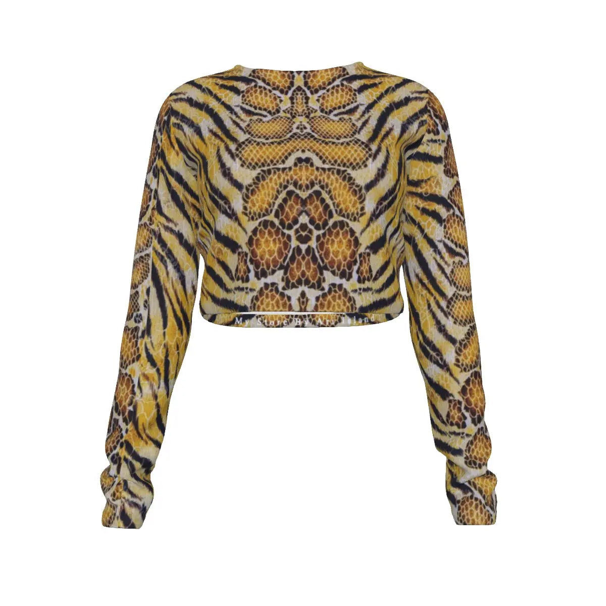 Tiger Skin All Over Design Wild Strength Cropped Round Neck Tee My Store By Ari Island