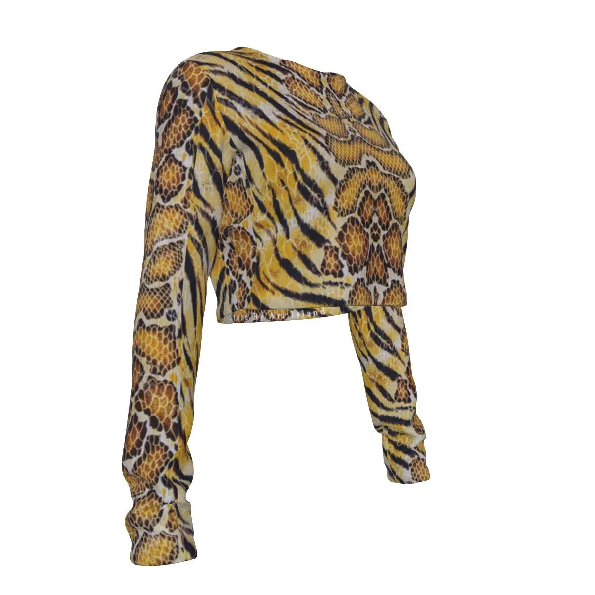 Tiger Skin All Over Design Wild Strength Cropped Round Neck Tee My Store By Ari Island