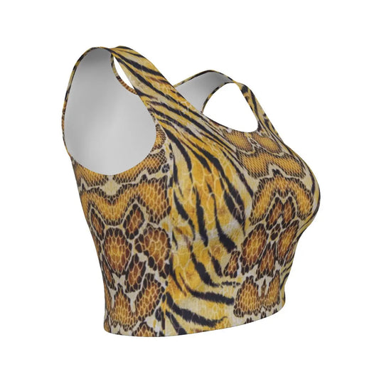 Tiger Skin All Over Design Wild Strength Sport Crop Tank Top My Store By Ari Island