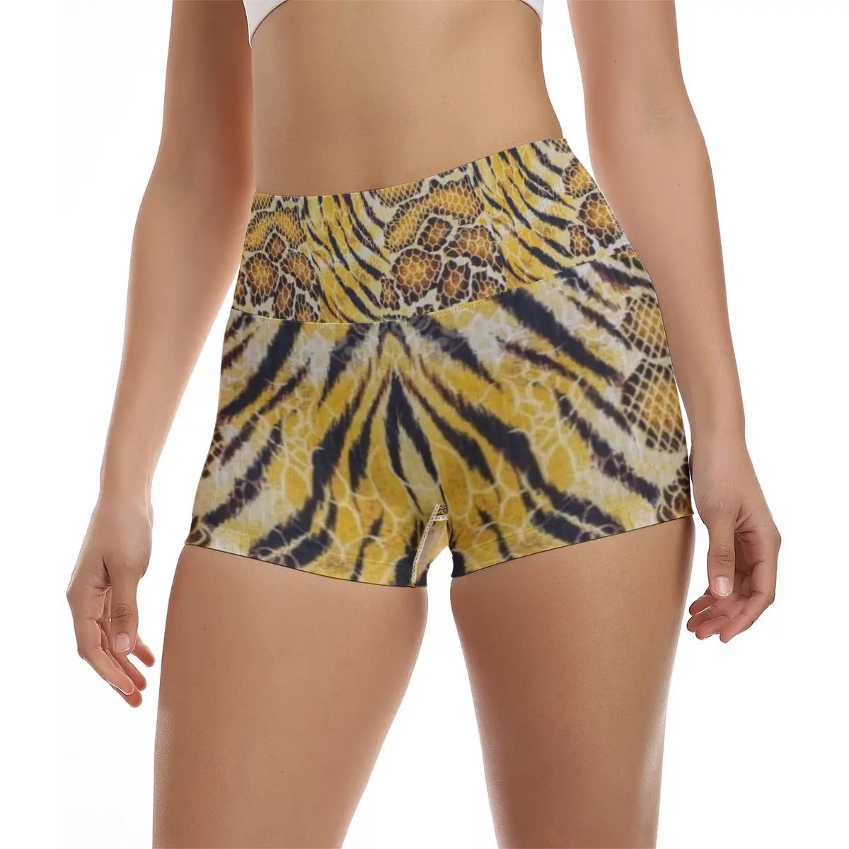 Tiger Skin All-Over Design Women's Ultra-Short Yoga Shorts My Store By Ari Island