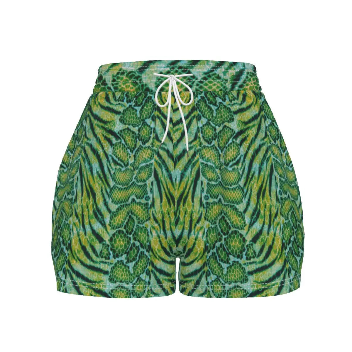 X-Pro Tiger Skin All-Over Design Casual Shorts (Dark Green) My Store By Ari Island