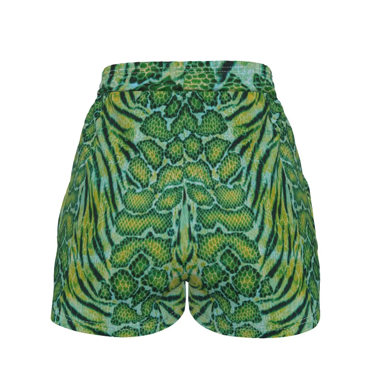 X-Pro Tiger Skin All-Over Design Casual Shorts (Dark Green) My Store By Ari Island