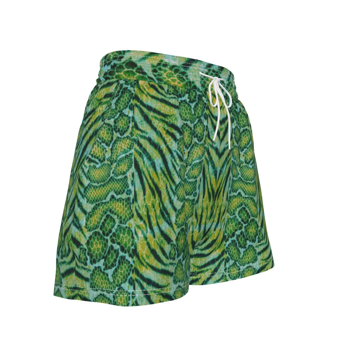 X-Pro Tiger Skin All-Over Design Casual Shorts (Dark Green) My Store By Ari Island