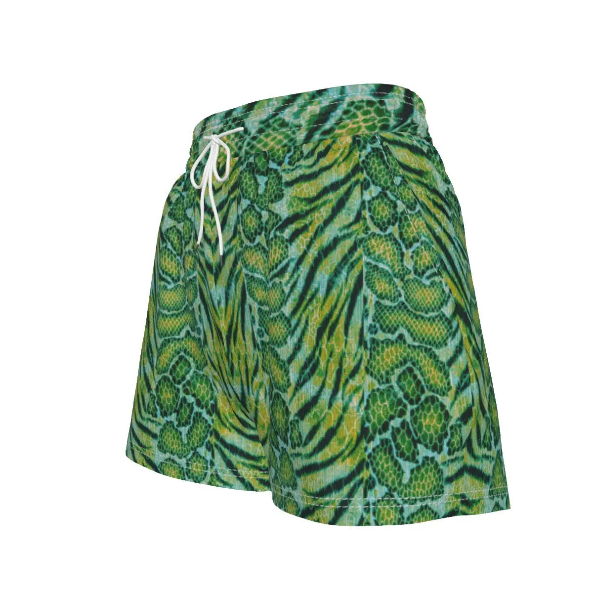 X-Pro Tiger Skin All-Over Design Casual Shorts (Dark Green) My Store By Ari Island