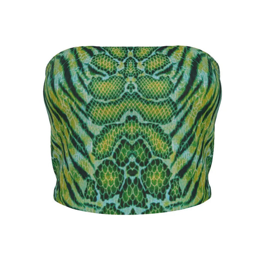 X-Pro Tiger Skin All Over Design Tube Top (Dark Green) My Store By Ari Island