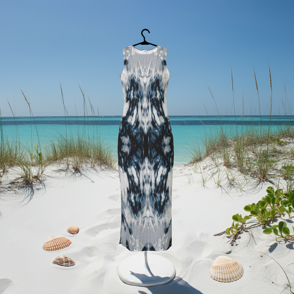 Aqua Flow Chiffon Sleeveless Beach Dress