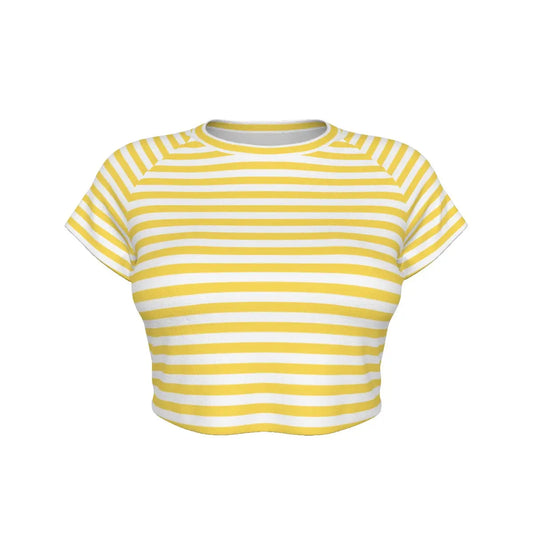 Yellow Striped Raglan Cropped T-shirt My Store By Ari Island