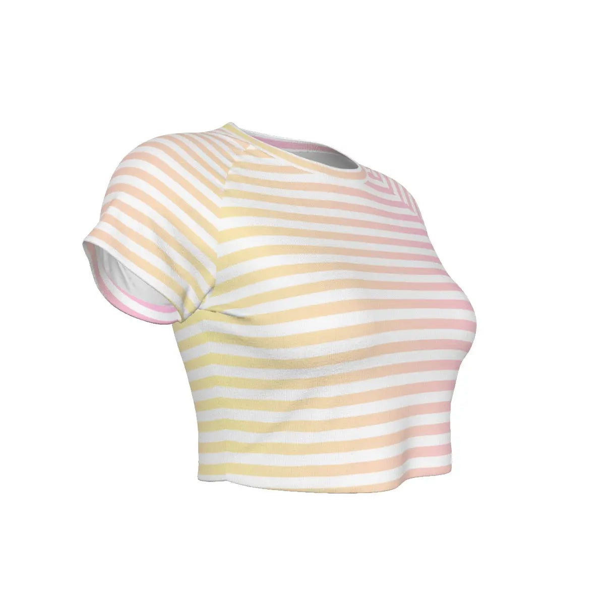 Yellow & Pink Linear Gradient Raglan Cropped T-shirt My Store By Ari Island