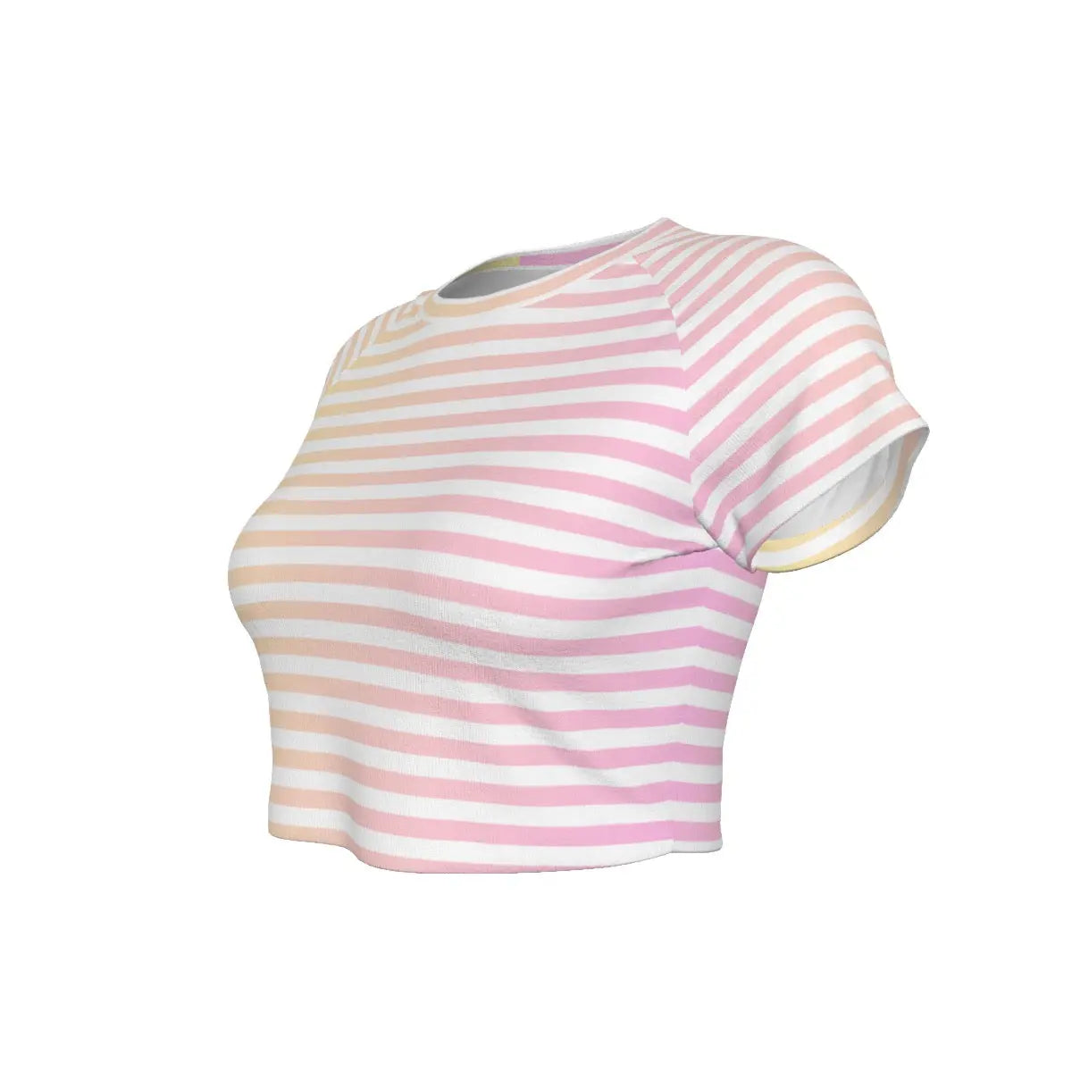 Yellow & Pink Linear Gradient Raglan Cropped T-shirt My Store By Ari Island