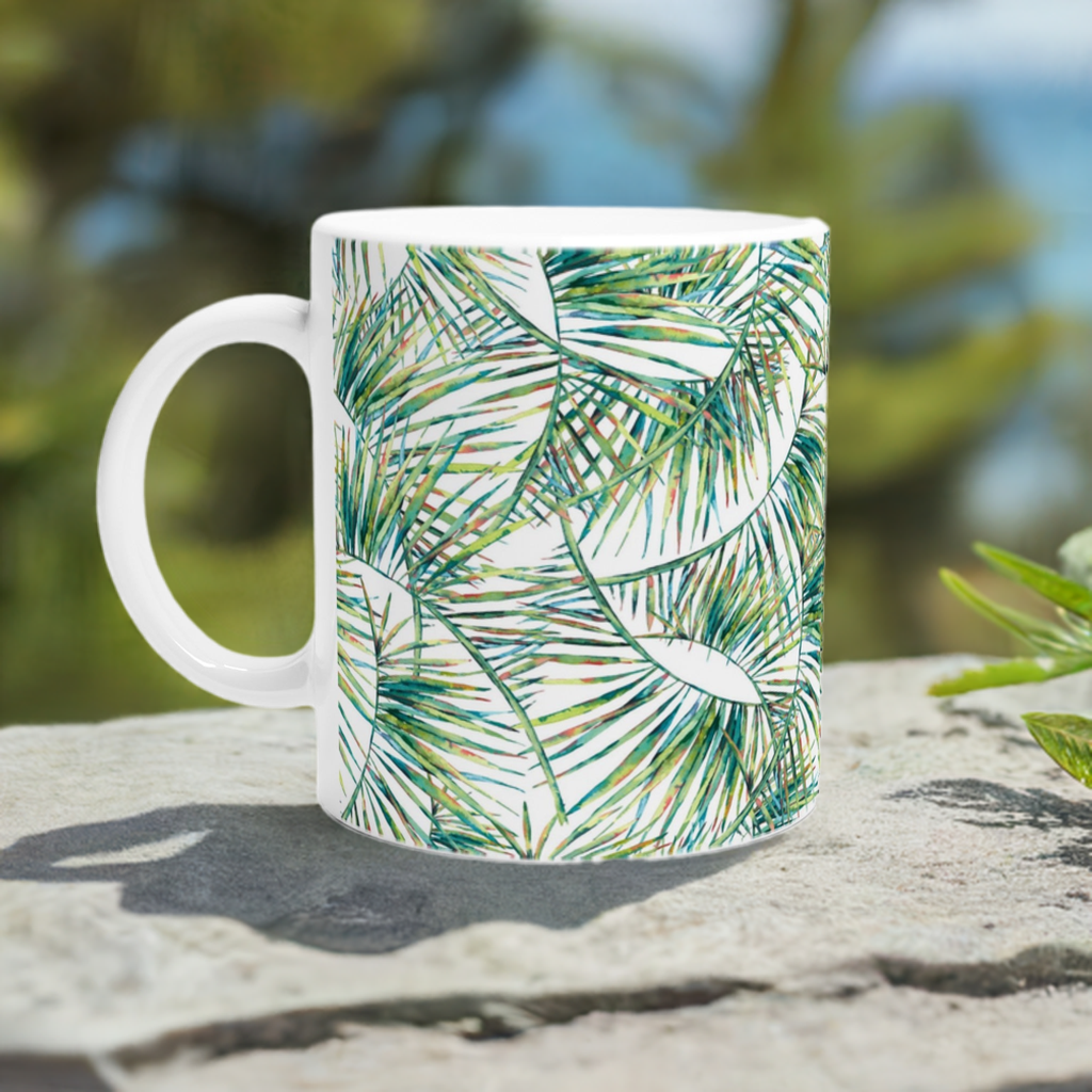 Palm Paradise Green Mug - 11oz Ceramic Mug